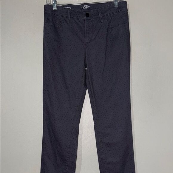 LOFT Charcoal Polka Dot Modern Skinny Pants - Picture 1 of 10